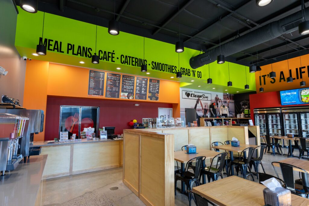 Interior of Clean Eatz, one of the best health and wellness franchise opportunities in 2026